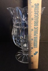Cut Glass Crystal Compote * Pedestal * Footed * Tulip Pattern * Paneled Stem *
