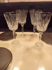 1 Waterford crystal Lismore Platinum rim wine goblet 7.25 in. inches tall