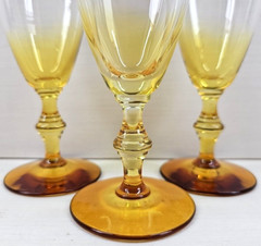 (3) Libbey Forever Amber Whiskey Sour Glasses Set Clear Yellow Stemware MCM Lot