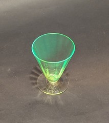 Rare! Vintage Utility Glass Works True Vaseline Bi-Colored Stemware UGWS-09