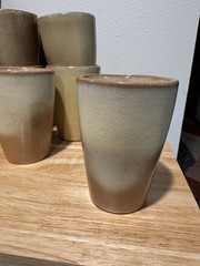 Vintage Frankoma Dessert Gold 12oz Tumbler Glass. Set of 4.