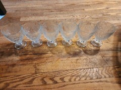 Vintage Pasabalce Lead Free Art Of Glass Water Wine Goblet Raised Fruit Motif
