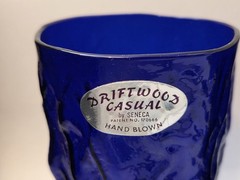 SET OF 4 Seneca Driftwood Casual COBALT BLUE 5 1/2-3/4” Tumblers 2 w/LABELS