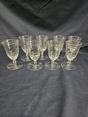 8 Vintage Libbey Rock Sharpe Normandy 3005 Stem Wine Juice Glasses Star Base Set