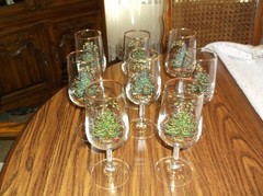 8 Spode Christmas Tree Stem Glasses (Please read description)