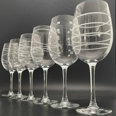 Mikasa Cheers Etched White Wine Glasses 6 Piece Made in China 8.75″ tall 16oz