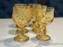Set Of 6 Cornsilk Yellow Tiffin Franciscan Cabaret Wine Goblets 6″ Tall Heavy