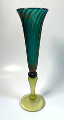 Vintage Signed Rick Strini Art Glass Iridescent Champagne Glasses Set of 2