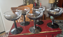 VTG MCM Silver Mercury Ombre Fade Coupe Drink Glasses Marked France Set 5 VGUC