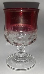 Kings Crown Ruby Red Goblet Crystal Cranberry Flash Thumbprint Wine Glass