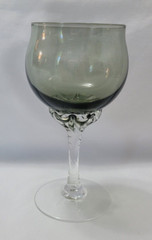 Set of 4 VTG Sasaki Hawthorn Smoke Black/Gray Coronation Stim Wine Glasses