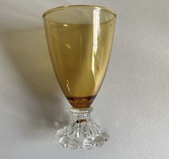 SET OF 2 Anchor Hocking BERWICK BOOPIE BUBBLE AMBER 4-1/2″ Wine or Juice Glasses