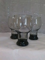 Vtg Libby Grey Stax Smoke Glass Beer Goblets Barware 12 0Z Set Of 3