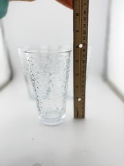 Set of 3 Vintage Textured Glass Tumblers Hammered Drinking Glasses 6”