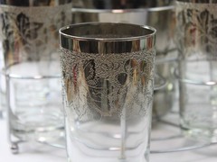 Vitreon Queens Lusterware Ltd Barware Silver Fade Glass Caddy Set
