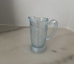 Fenton Dorothy Taylor Ice Blue Opal Wine &Roses Carnival Glass Miniature Pitcher