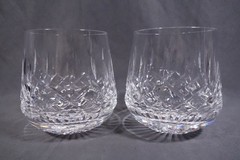 2 x Waterford Crystal Lismore Roly Poly Old Fashioned Glasses 3 3/8″