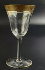 4 TIFFIN FRANCISCAN Cordial/Sherry Glasses w/Gold Rambler Rose Relief Bands Set