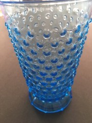 1 Vintage Indiana Glass Tiara Blue Hobnail Footed Tumbler Glass 12 oz each Rare
