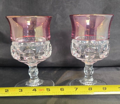 Tiffin Franciscan King’s Crown Cranberry Flashed Goblets – 5 3/4” – Set of 2