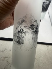 5 FIRNA Indonesia Tall Frosted Glass Tumblers African Safari Animals Vtg