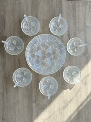 Vintage André Delatte Opalescent Glass Dessert Service for ARVES France Sabino