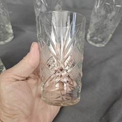 Sparkling Cut Glass Star Burst 6 oz Juice Tumblers – Set of 5
