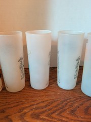 Vintage Antique Autos Frosted Drinking Glasses Set of 7 Classic Cars Tumblers