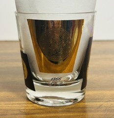 Vintage MCM 1960s Black & 22 Karat Gold Coin Lowball Glasses by Cera (Set Of 5)