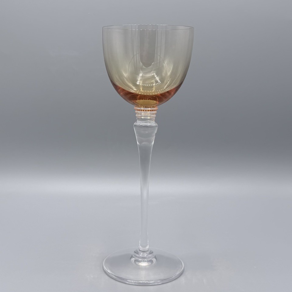 Saint Louis France Crystal Wine Glass Amber Gold Bowl Tall Stem Replacement 9in