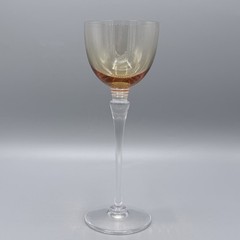 Saint Louis France Crystal Wine Glass Amber Gold Bowl Tall Stem Replacement 9in