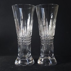 WATERFORD LISMORE DIAMOND PILSNER GLASSES, Cut Lead Crystal, 8 3/8″, 20 oz, 2PCS
