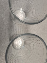 Lot Of 2 Block Optic 6″ Clear Panel Glass Bar Drinking Glasses Heavy 3.25″D Wind