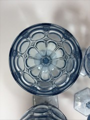 Vintage Fostoria Glass Moonstone Light Blue Water Goblets #2882 Set of 4