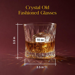 Crystal Old Fashioned Glasses Set of 2 – Vintage Fostoria, 10 Oz Bourbon | Whisk