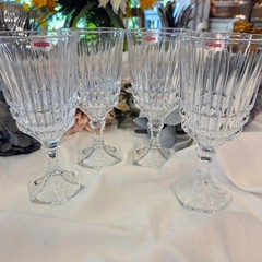 Fostoria Set of 4 HERITAGE 8 oz Clear Cut Crystal Water Goblets Stem Glasses NWT
