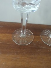 Vintage Pair Astral Cut Crystal Glass Wine Sherry Goblet Stem Glasses