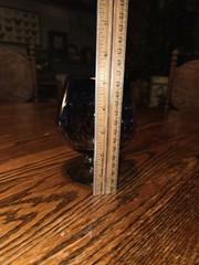 Hand Blown Heavy Mexican Blue Spotted Glass Brandy Snifter 5 & 1/2″ Tall 24 Oz