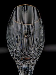 Set of 3 Mikasa Golden Lights Crystal 8″ Wine Glasses 24k GOLD RIM