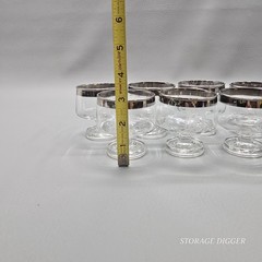 Vintage Set Of 8 Glass Sherbet Dessert Cup 2.75″ Tall, Monogrammed Letter M