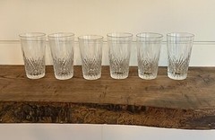 RARE Sinclaire-Six (6) ABP Strawberry Diamond & Fan Cut Whiskey Tumblers C. 1876