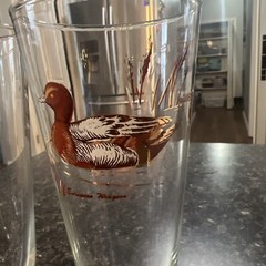 Vintage Culver Waterfowl Mallard Duck Collectible Glass Flute Set Of 2 Bar Den