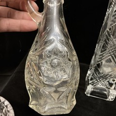 Lot Of Four 4 Pieces Crystal Bud Vase, Shaker, Toothpick Holder, Cruet (no lid)