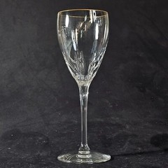 LENOX FIRELIGHT GOLD WINE GLASSES, Cut Lead Crystal, 7 7/8″, 6 oz, USA, 2PCS