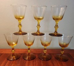 Vtg Amber Cordial Glasses Yellow Ombre Libbey «Forever Amber» Lot Of 7 MCM 70’s