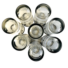 MCM Set 8 Highball Silver Rim Glasses in CADDY-Monogram «R»-Dorothy Thorpe Style