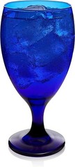 Set of 4 Libbey Goblet Glasses Premiere Cobalt Blue Iced Tea Tulip-Shape Footed