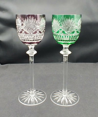 Vintage Crystal Cut to Clear Hock Wine Glasses 9 3/8″, Set of 2