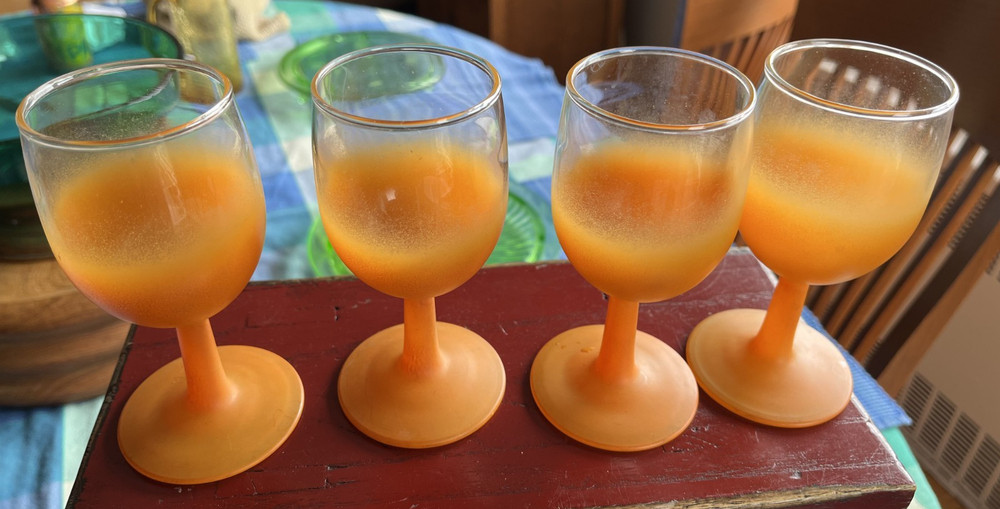 VTG Set 4 Blendo MCM Bright Orange Ombre Wine Glasses Goblets