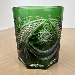 Nachtmann TRAUBE Emerald Green Cut to Clear Crystal Whiskey Glass